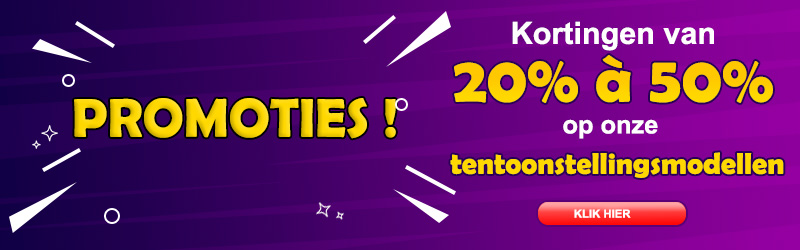 Kortingen van 20% tot 50% op onze tentoonstellingsmodellen