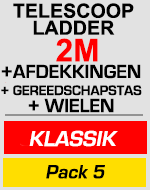 Telescopische ladder 2m met afdekkingen,gereedschapstas en wielen