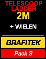 Telescopische ladder 2m Grafitek met wielen