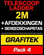 Telescopische ladder 2m Grafitek met afdekkingen en gereedschapstas
