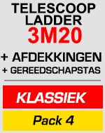 Telescopische ladder 3m20 met afdekkingen en gereedschapstas
