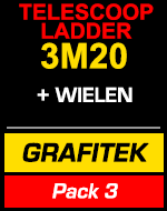 Telescopische ladder  3m20 Grafitek met wielen