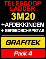 Telescopische ladder 3m20 Grafitek met afdekkingen en gereedschapstas