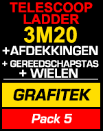 Telescopische ladder 3m20 Grafitek met afdekkingen,gereedschapstas en wielen
