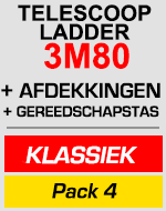 Telescopische ladder 3m80 met afdekkingen en gereedschapstas