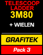 Telescopische ladder  3m80 Grafitek met wielen