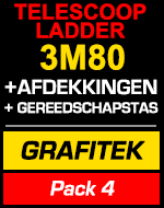 Telescopische ladder 3m80 Grafitek met afdekkingen en gereedschapstas