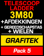 Telescopische ladder 3m80 Grafitek met afdekkingen,gereedschapstas en wielen