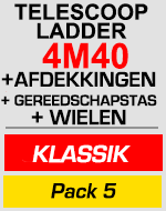 Telescopische ladder 4m40 met afdekkingen,gereedschapstas en wielen