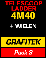 Telescopische ladder  4m40 Grafitek met wielen