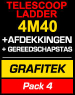 Telescopische ladder 4m40 Grafitek met afdekkingen en gereedschapstas