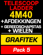 Telescopische ladder 4m40 Grafitek met afdekkingen,gereedschapstas en wielen