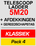 Telescopische ladder 5m20 met afdekkingen en gereedschapstas
