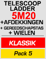 Telescopische ladder 5m20 met afdekkingen,gereedschapstas en wielen