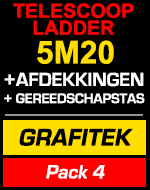 Telescopische ladder 5m20 Grafitek met afdekkingen en gereedschapstas