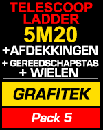 Telescopische ladder 4m40 Grafitek met afdekkingen,gereedschapstas en wielen