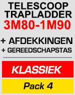 Telescopische trapladder 3m80/1m90 met afdekkingen en gereedschapstas