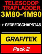 Telescopische trapladder 3m80/1m90 Grafitek met gereedschapstas