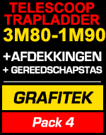 Telescopische trapladder 3m80/1m90 Grafitek met afdekkingen en gereedschapstas
