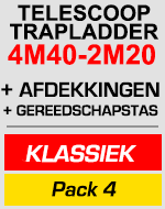Telescopische trapladder 4m40/2m20 met afdekkingen en gereedschapstas