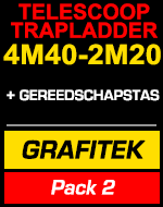 Telescopische trapladder 4m40/2m20 Grafitek met gereedschapstas