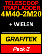Telescopische trapladder 4m40/2m20 Grafitek met wielen