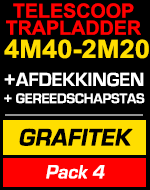 Telescopische trapladder 4m40/2m20 Grafitek met afdekkingen en gereedschapstas