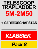telescopische trapladder 5m/2m50 met gereedschapstas