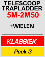 telescopische trapladder 5m/2m50 met wielen