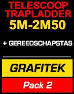Telescopische trapladder 5m/2m50 Grafitek met gereedschapstas