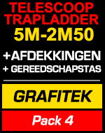 Telescopische trapladder 5m/2m50 Grafitek met afdekkingen en gereedschapstas