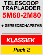 telescopische trapladder 5m60/2m80 met gereedschapstas