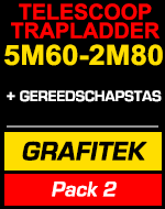 Telescopische trapladder 5m60/2m80 Grafitek met gereedschapstas